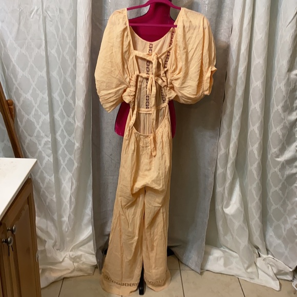 Free People Salerno Jumpsuit Peach Brioche Jumper size S - Picture 9 of 17